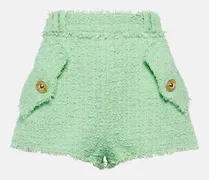 Balmain Shorts in tweed a vita alta Verde