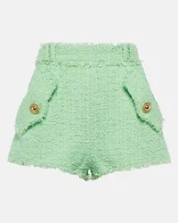 Balmain Shorts in tweed a vita alta Verde