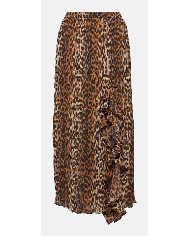 Ganni Abito midi in georgette con stampa Multicolore