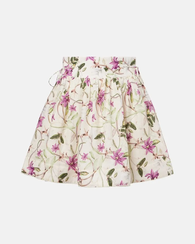 AGUA BENDITA Shorts in lino con stampa floreale Multicolore
