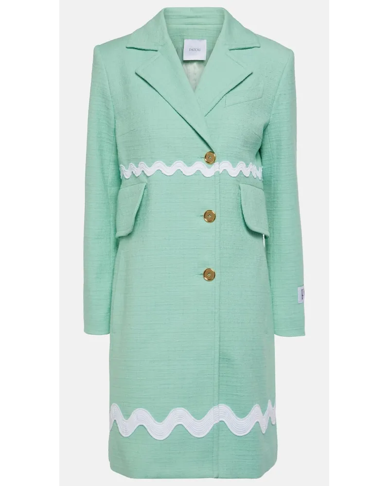 Patou Cappotto in tweed di misto cotone Verde