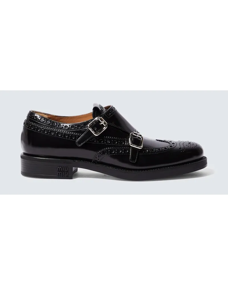 Miu Miu x Church's - Scarpe monk strap in pelle Nero