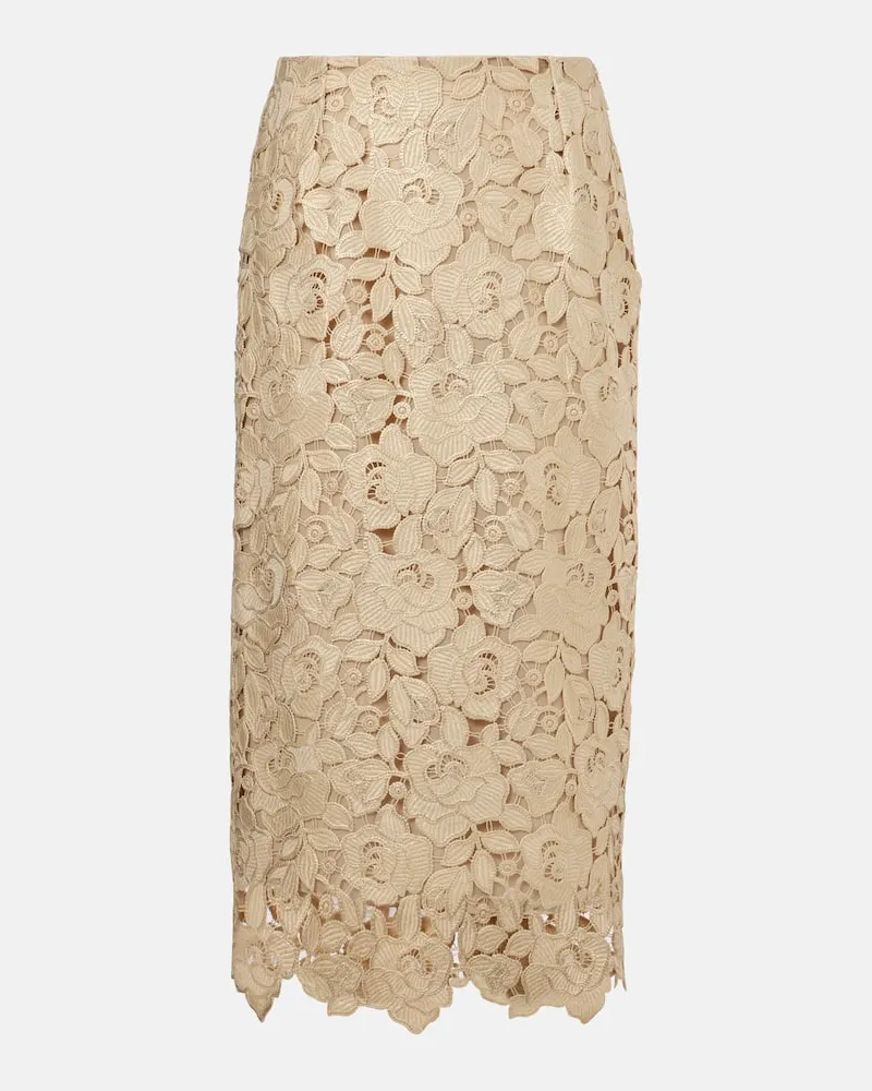 Oscar de la Renta Gonna a tubino in pizzo guipure Oro