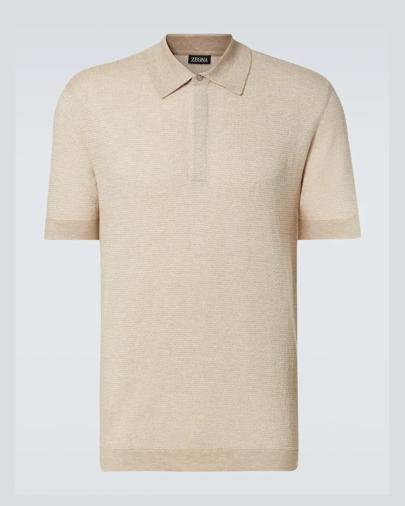 Ermenegildo Zegna Polo in cotone, lino e seta Beige