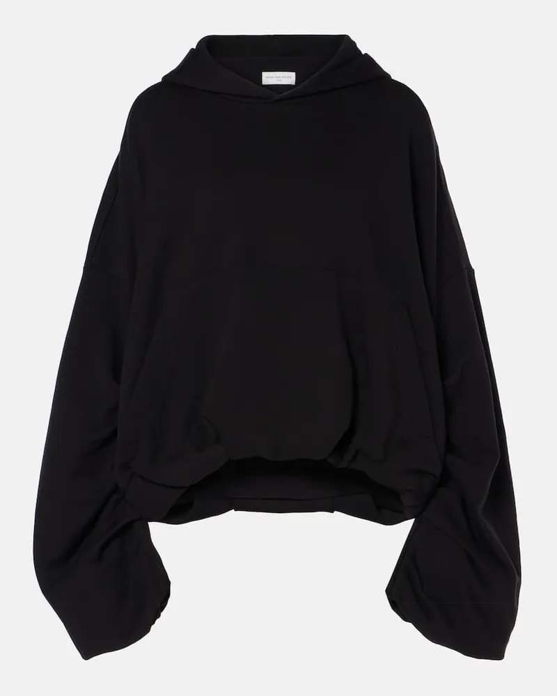 Dries van Noten Felpa oversize in cotone con cappuccio Nero