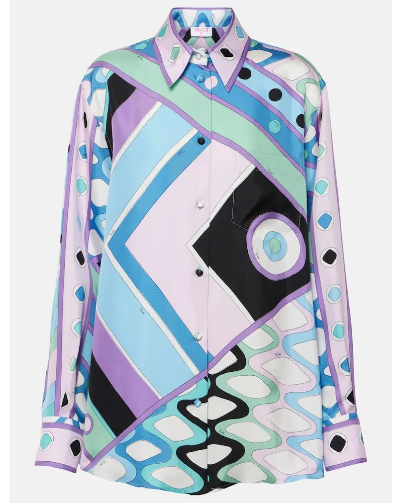 Emilio Pucci Camicia Vivara in twill di seta Multicolore