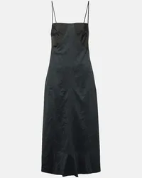 Jil Sander Abito midi in misto cotone con pizzo Nero