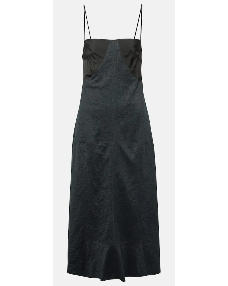 Jil Sander Abito midi in misto cotone con pizzo Nero