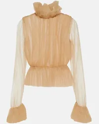 KHAITE Top con tulle Beige