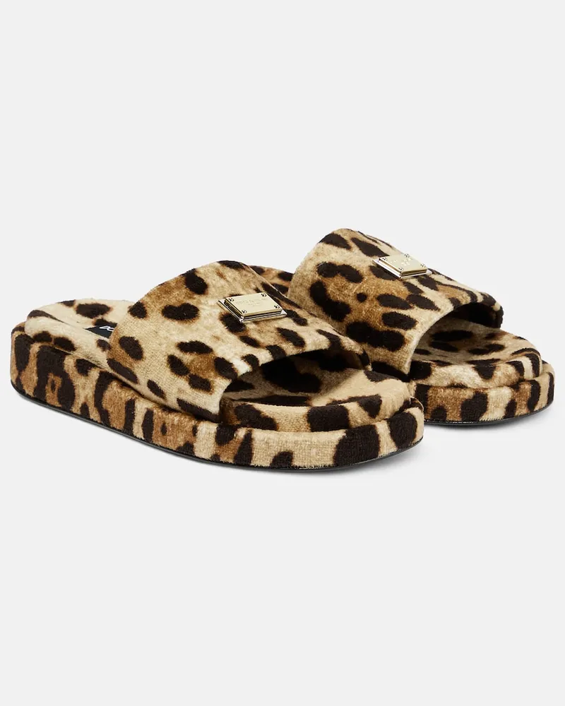Dolce & Gabbana Sandali in spugna con stampa leopardata Multicolore
