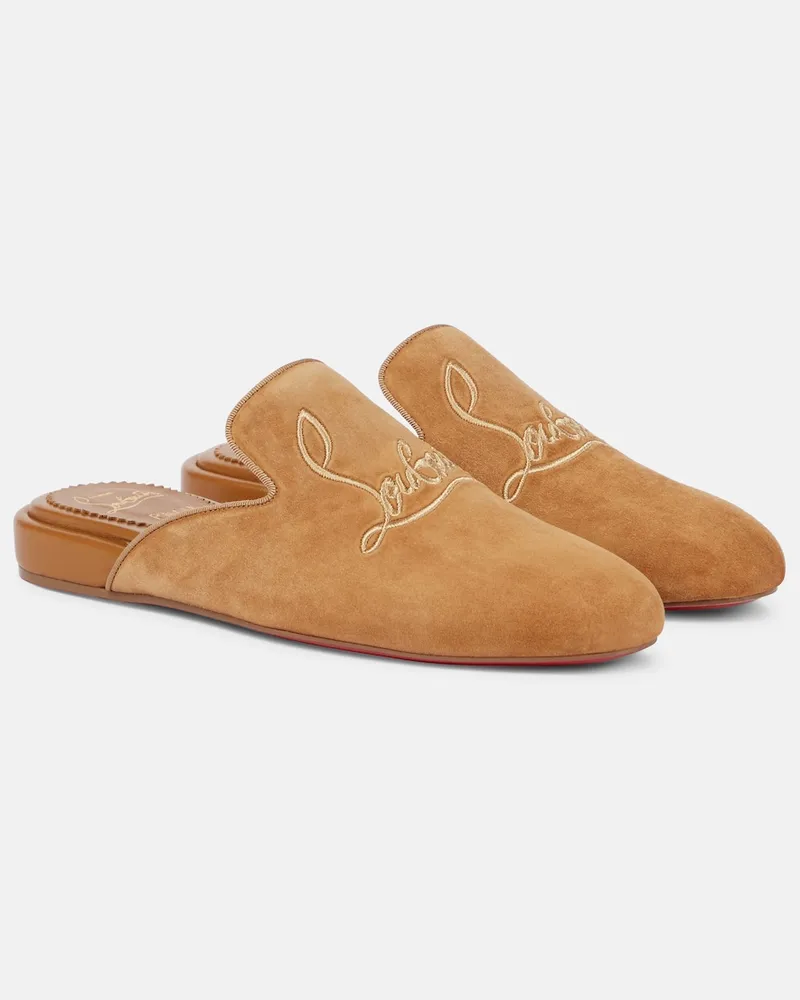 Christian Louboutin Slippers Navy Coolito Donna in suede Marrone