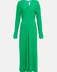 Victoria Beckham Abito midi in crêpe con scollo a V Verde