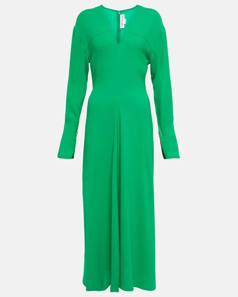 Victoria Beckham Abito midi in crÃªpe con scollo a V Verde