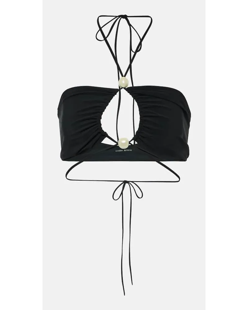 Magda Butrym Top bikini a fascia con perline Nero