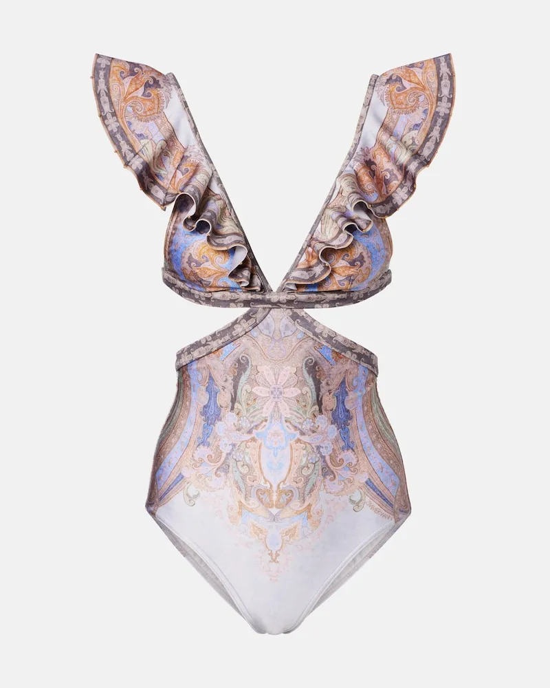 Zimmermann Costume intero Como con stampa cut-out Multicolore