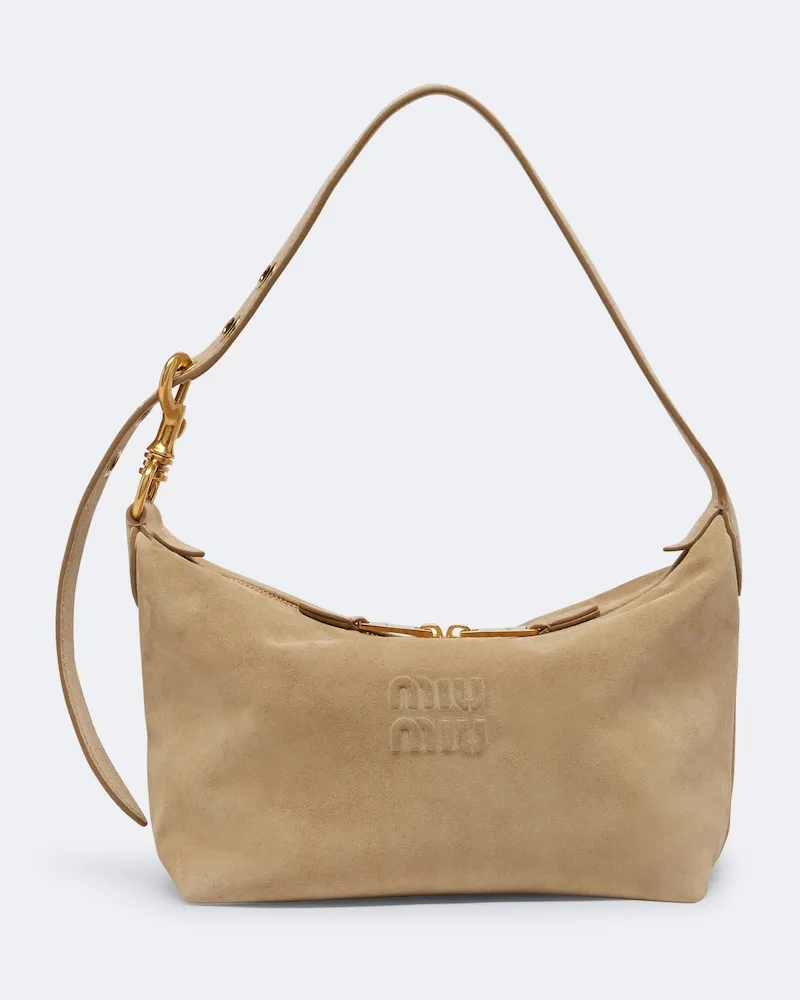 Miu Miu Borsa a spalla Spirit in suede Beige