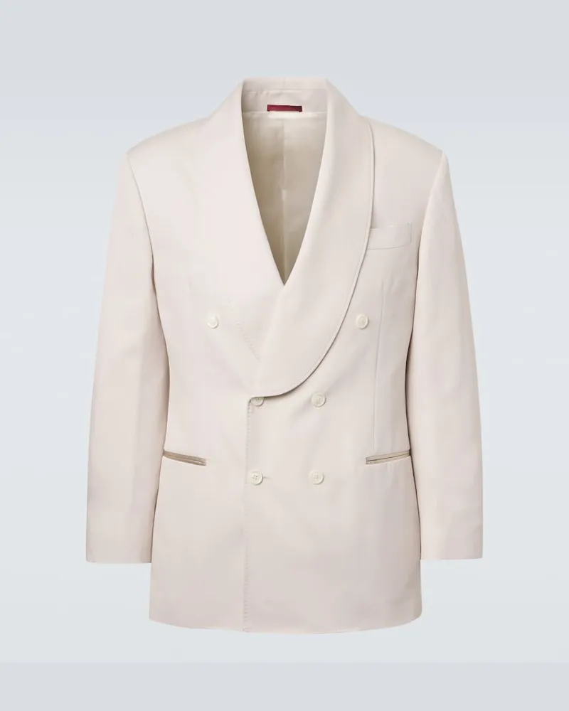 Brunello Cucinelli Blazer doppiopetto in seta Bianco