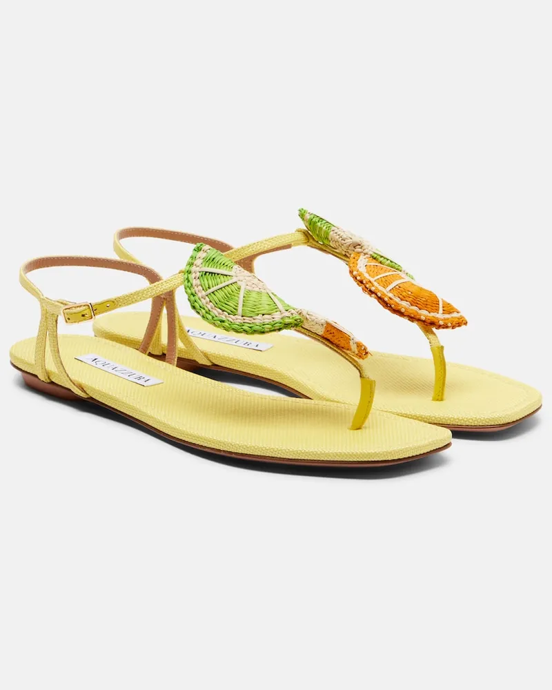 Aquazzura Sandali slingback Citrus Sugar in rafia Multicolore