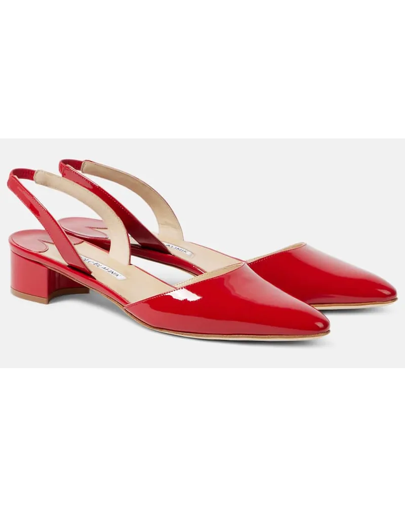 Manolo Blahnik Pumps slingback Aspro 30 in vernice Rosso