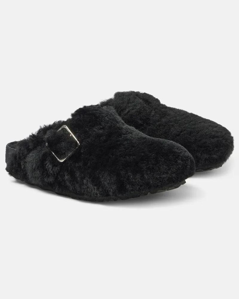 Birkenstock Mules Boston in shearling Nero