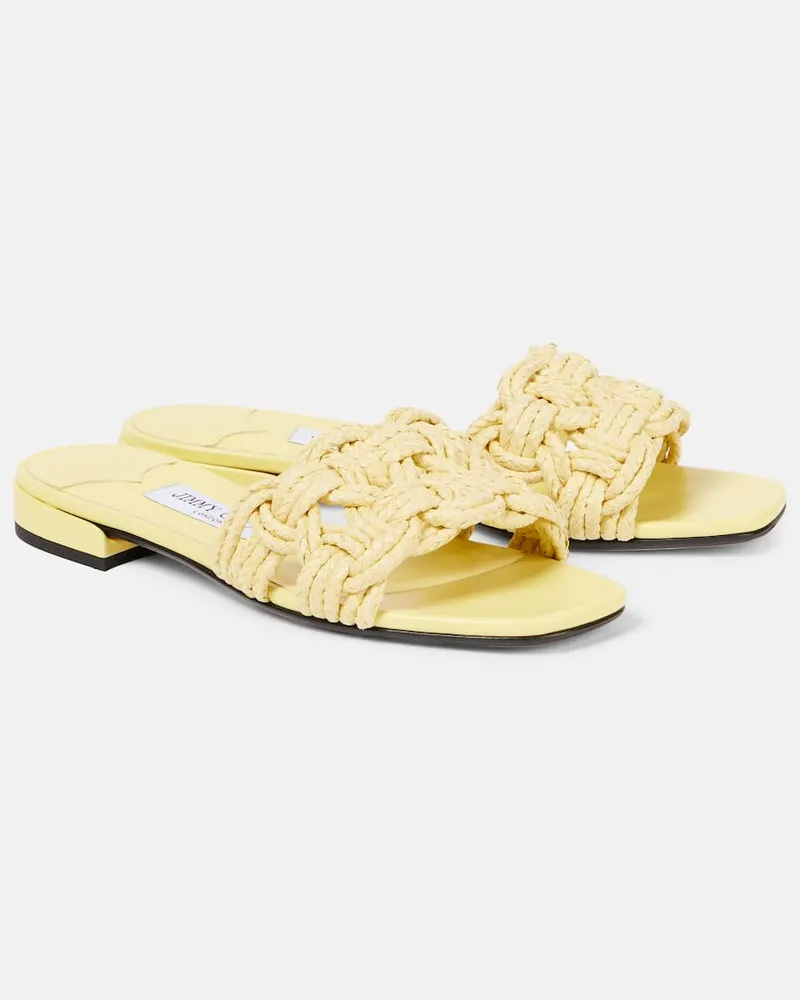 Jimmy Choo Sandali Chara in rafia Giallo