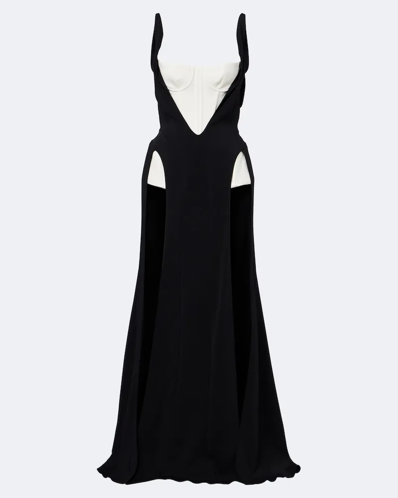 Thierry Mugler re/edit – Abito lungo Jeu de Paume in crêpe Nero