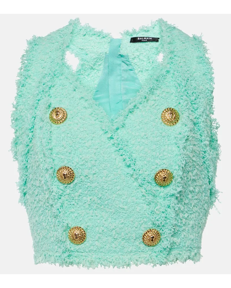 Balmain Top in tweed Verde