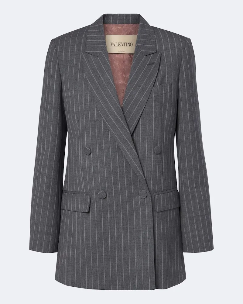 Valentino Garavani Blazer in lana vergine a righe Grigio