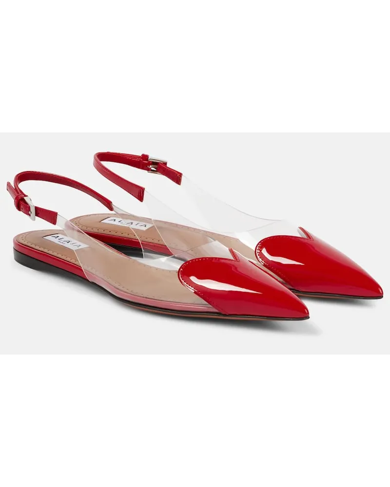 Alaïa AlaÃ¯a Ballerine slingback Le CÅur in vernice e PU Rosso