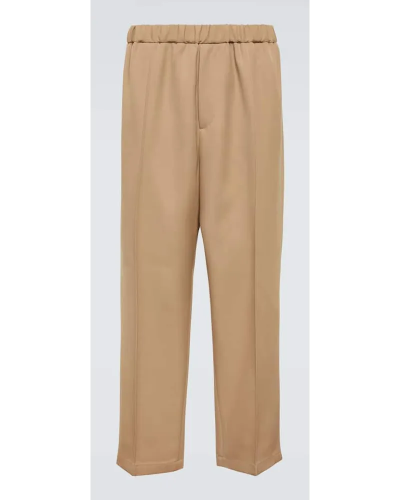 Jil Sander Pantaloni tapered in gabardine di lana Beige