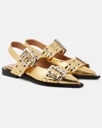 Ganni Ballerine Buckle in similpelle Oro