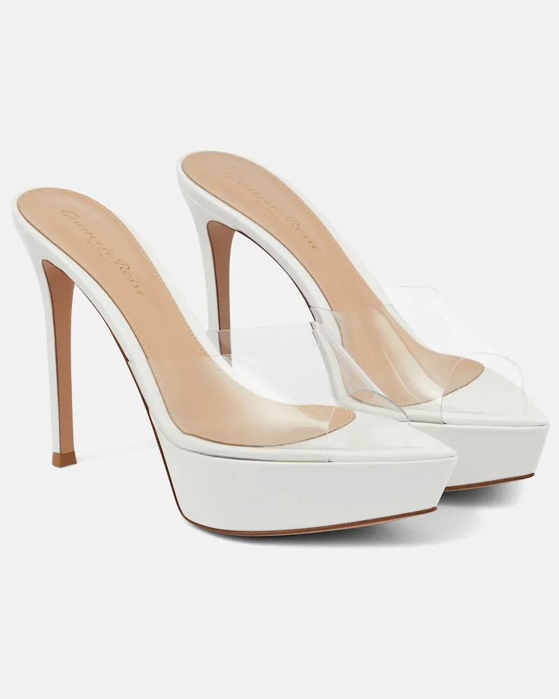 Gianvito Rossi Sandali Betty in pelle e PVC con plateau Bianco