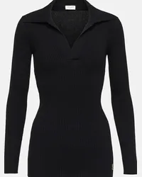 Saint Laurent Top in maglia a coste Nero