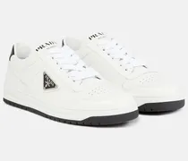 Prada Sneakers in pelle con logo Bianco