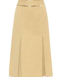 Victoria Beckham Gonna midi in lino e cotone Beige