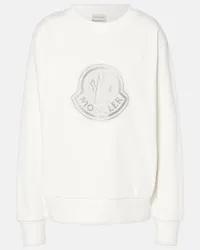 Moncler Felpa in jersey di misto cotone con logo Bianco