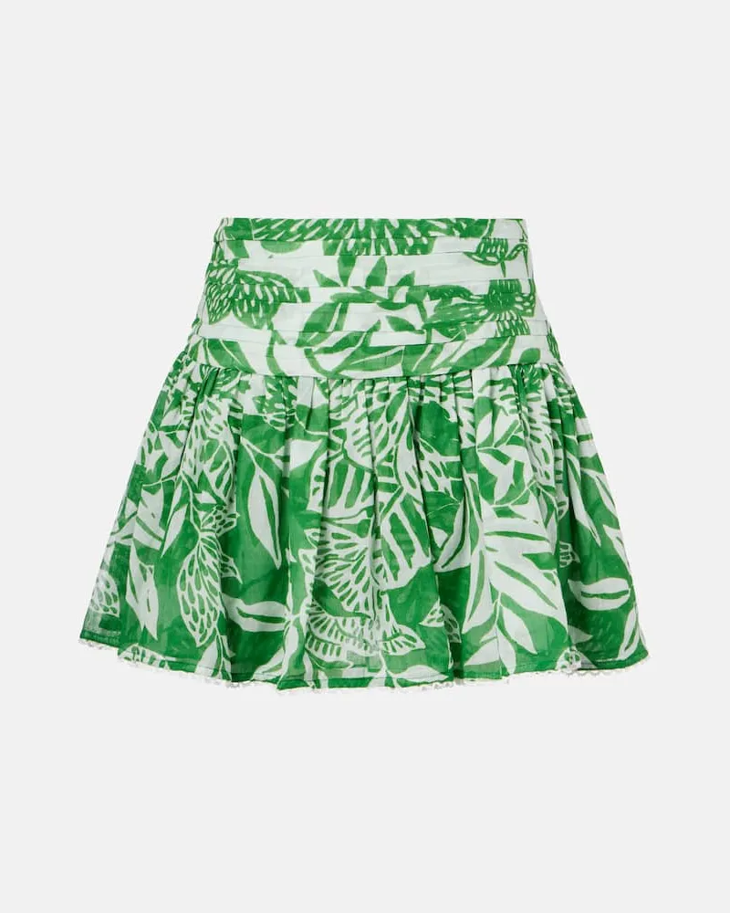 Poupette St Barth Minigonna Colleen in cotone con stampa floreale Verde