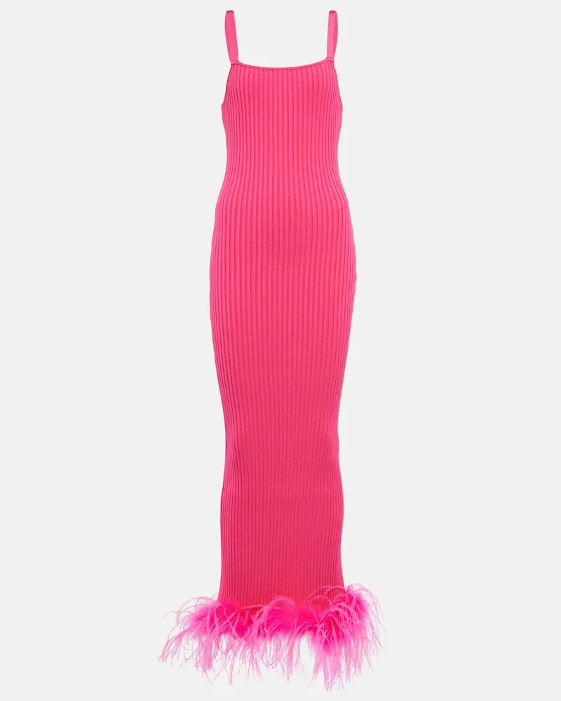 Giuseppe di Morabito Abito in maglia a coste con piume Rosa