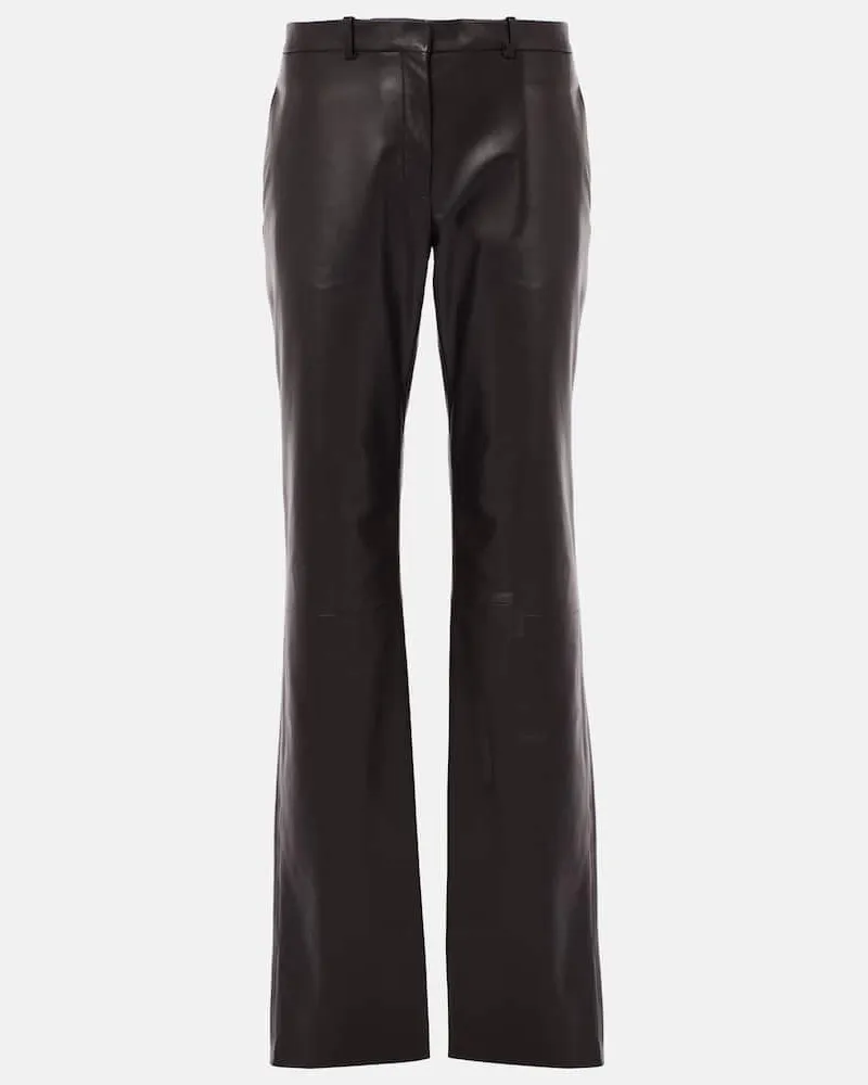 The Row Pantaloni regular Selviese in pelle Marrone