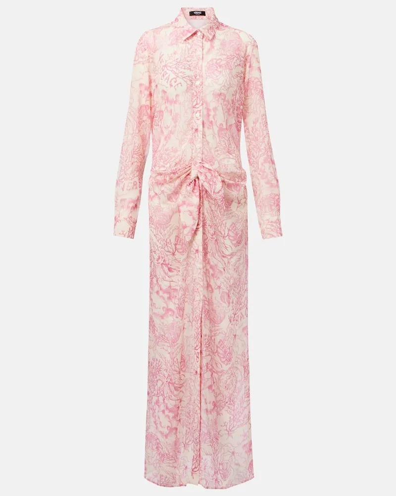 Versace Abito chemisier con stampa Rosa