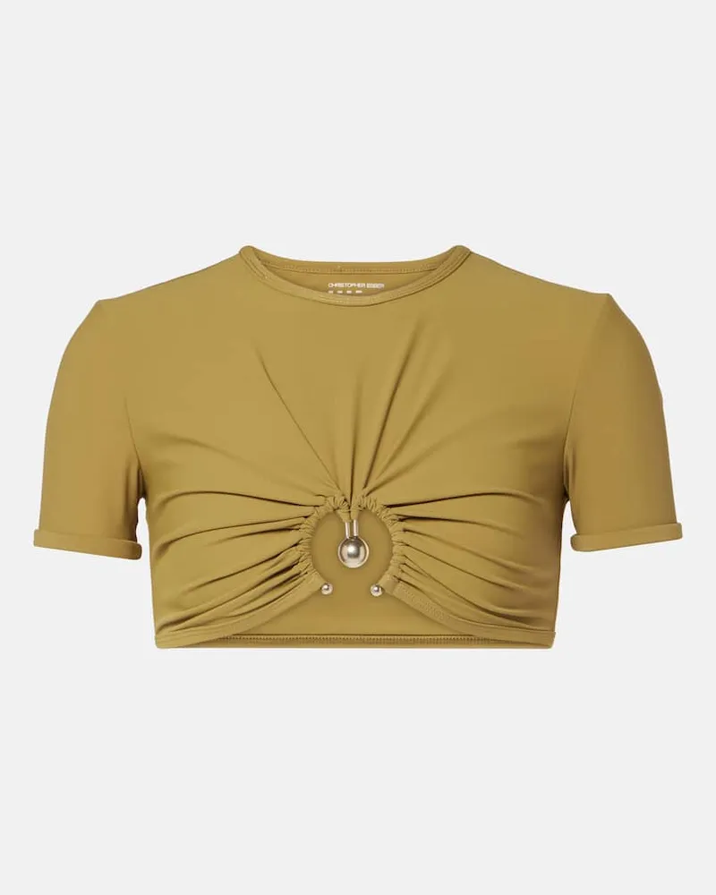 Christopher Esber Top bikini Orbit in maglia Verde