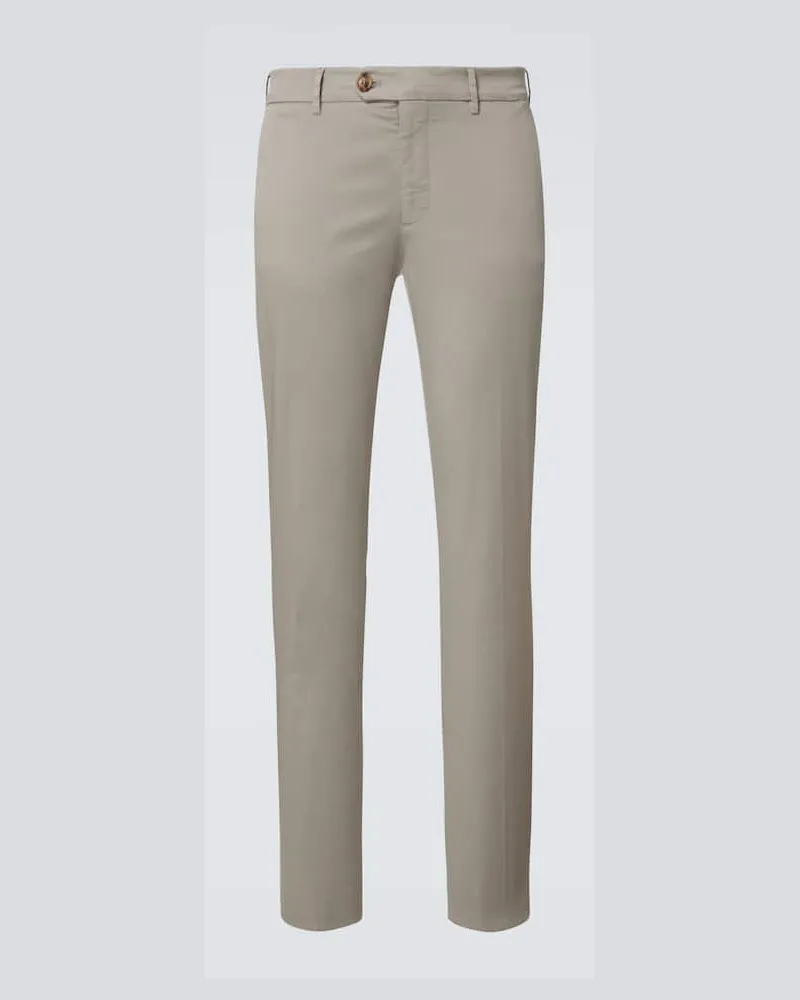 Brunello Cucinelli Pantaloni slim in gabardine di cotone Verde