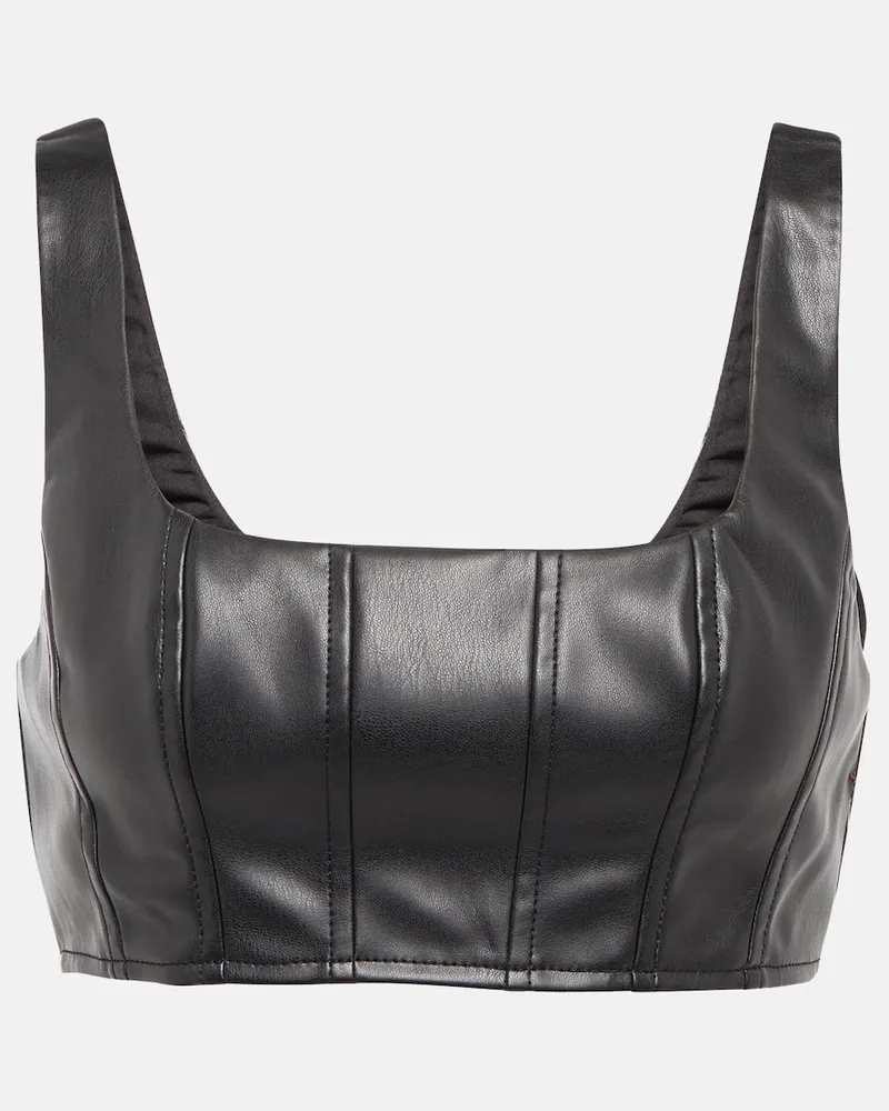 STAUD Top cropped Wells effetto pelle Nero