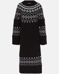 KHAITE Abito midi Rivka Fair Isle in misto cashmere Marrone