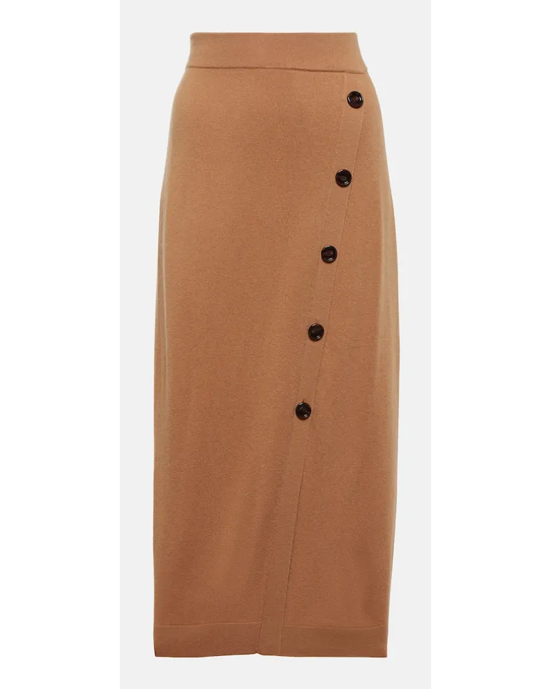 Jardin des Orangers Gonna midi in cashmere e lana Marrone
