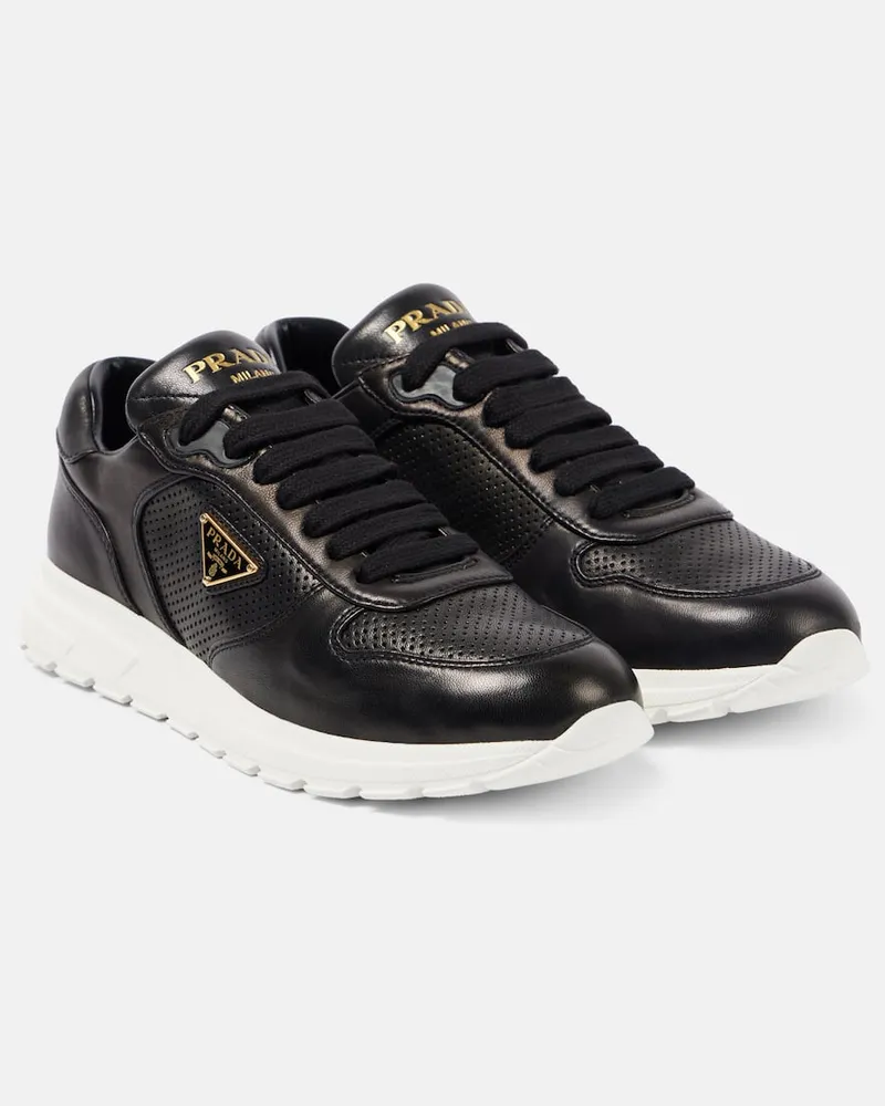 Prada Sneakers in pelle con logo Nero
