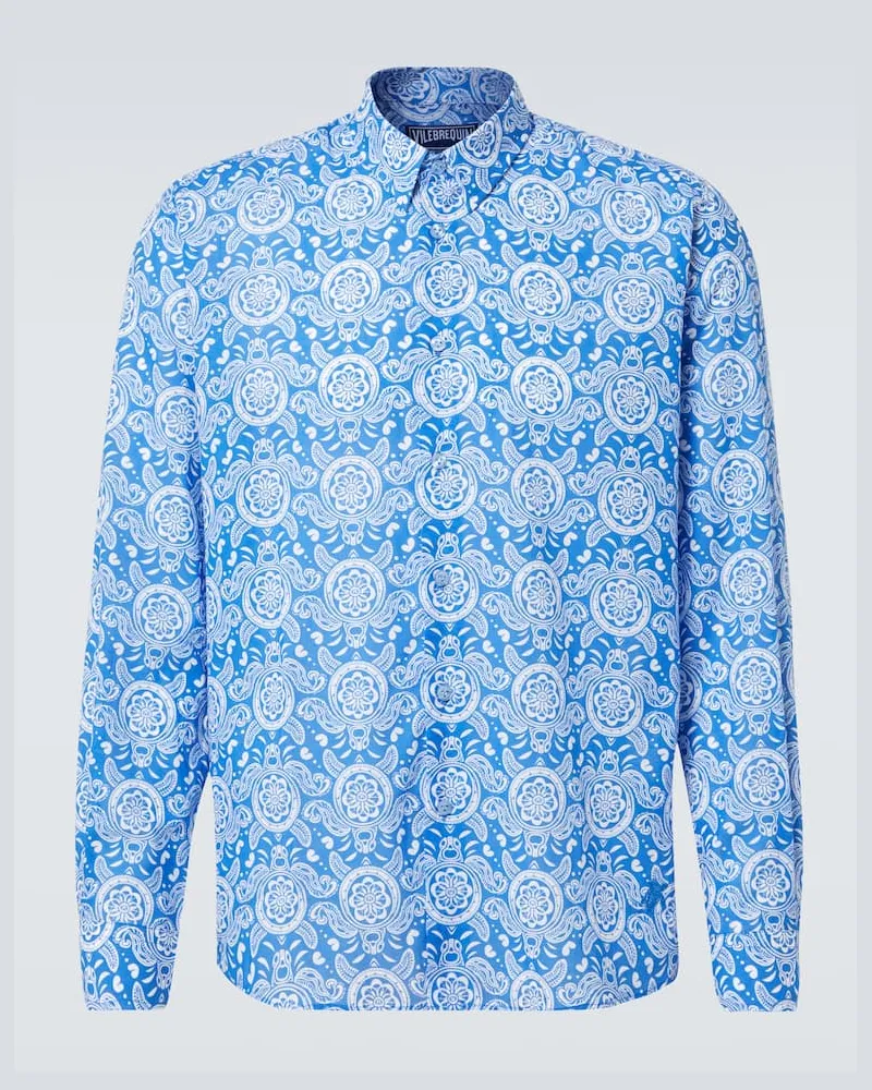 Vilebrequin Camicia in voile di cotone con stampa Blu