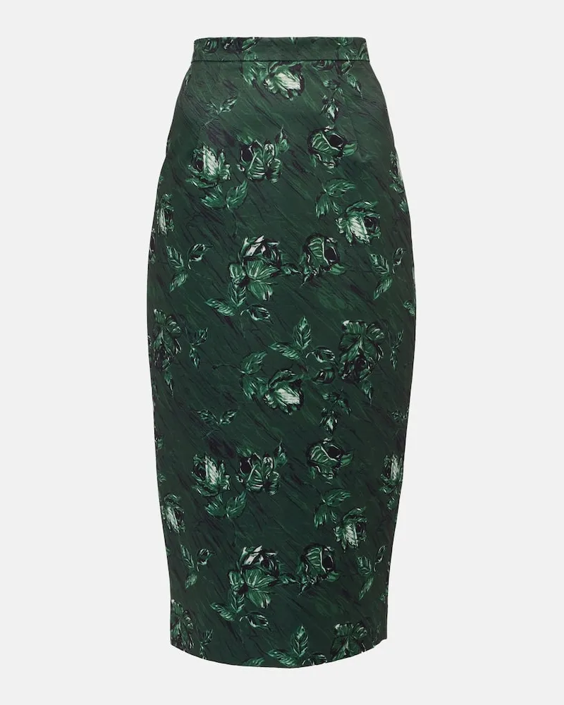 EMILIA WICKSTEAD Gonna Lorelei in taffetÃ  con stampa a fiori Verde