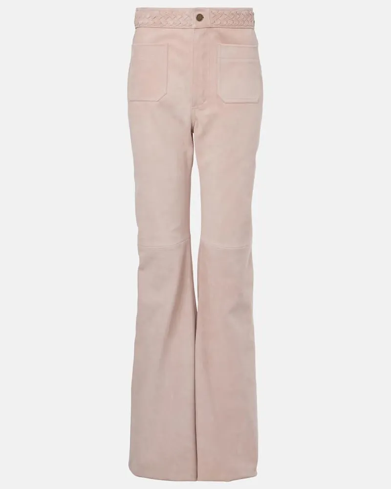Chloé ChloÃ© Pantaloni regular in suede a vita alta Rosa