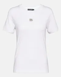 Dolce & Gabbana T-shirt in cotone con decorazione Bianco